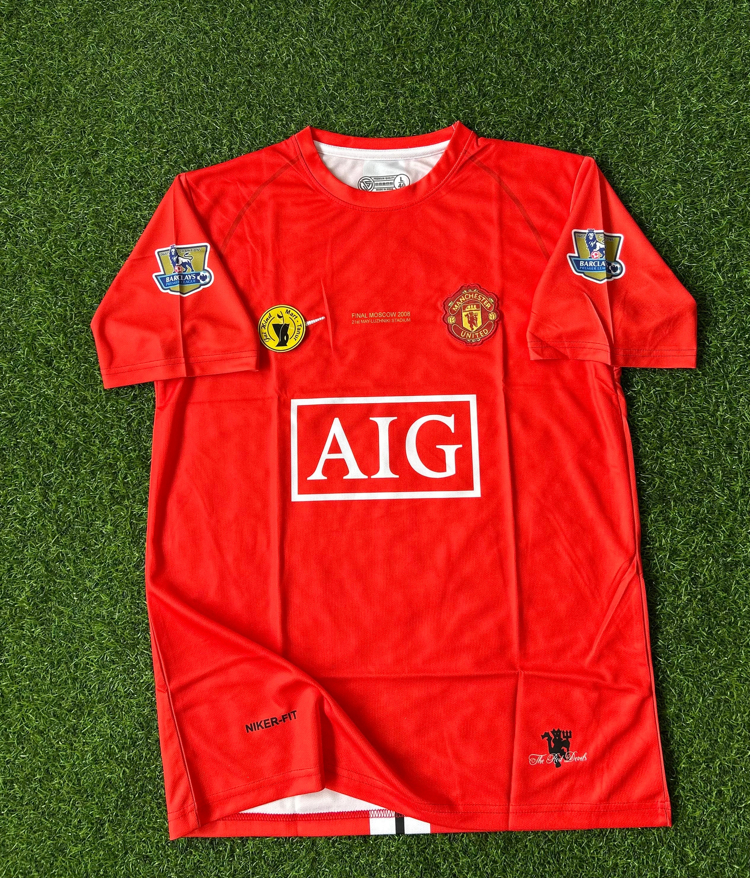 MAN UNITED 2007-08 HOME KIT, HALFSLEEVE EMBROIDERY